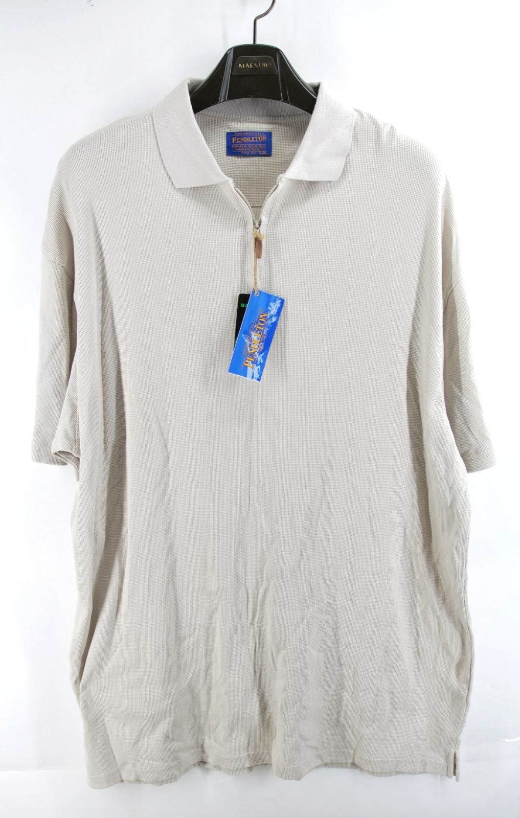 Pendleton Polo Shirt Mens 2xl 1/4 Zip Gray Bamboo Preppy Classic Waffle Knit